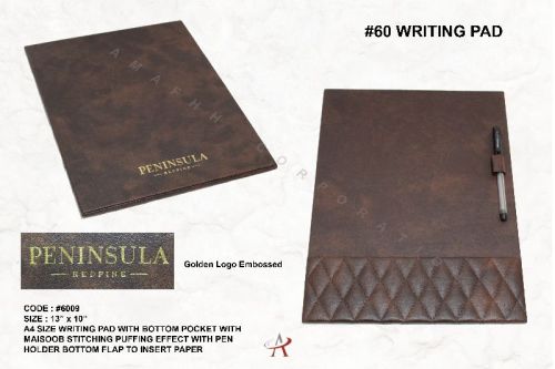 Writing Notepad With Pen Slot, For Hotel, Office, Restaurant Etc., Feature : Eco-Friendly, Long Lasting Sheen