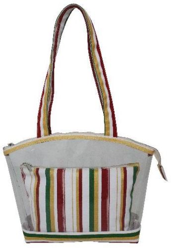 See Through PVC / 12 OZ Canvas Bag With Pouch, Closure Type : Zipper