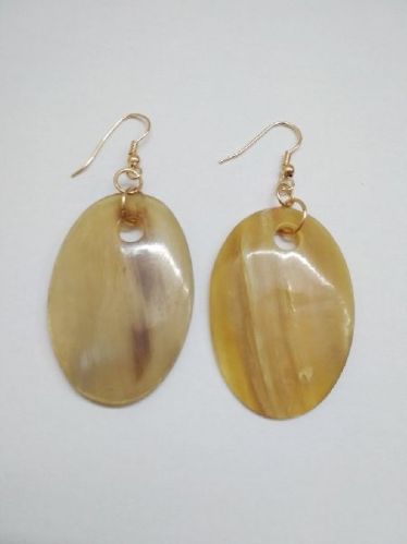 Polished Oval Horn Earrings, Style : Antique