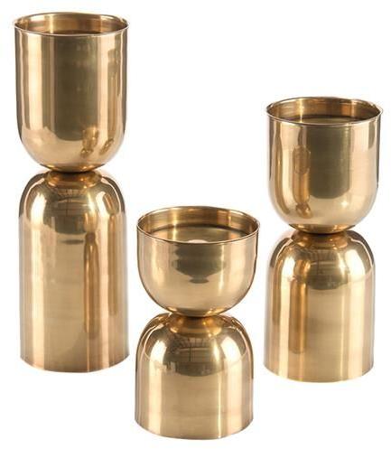 Round Metal Polished Plain Candle Stand Set, For Gifting