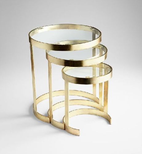 Round Polished Plain Metal Designer Nesting Table, For Restaurant, Hotel, Home