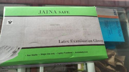 Jaina Safe Latex Examination Gloves, Length : 10-15inches