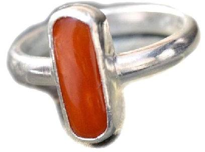 5.10.CT 925 Silver Certified Italian Natural Red Coral Capsule Moonga Gemstone