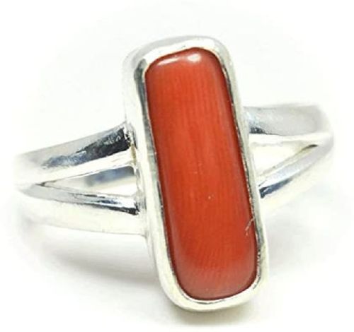 5.CT 925 Silver Certified Italian Natural Red Coral Capsule Moonga Gemstone