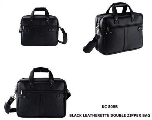 Black Leatherette Double Zipper Bag, For Use To Carry Laptop, Size : 18x16inch, 20x14inch, 20x16inch