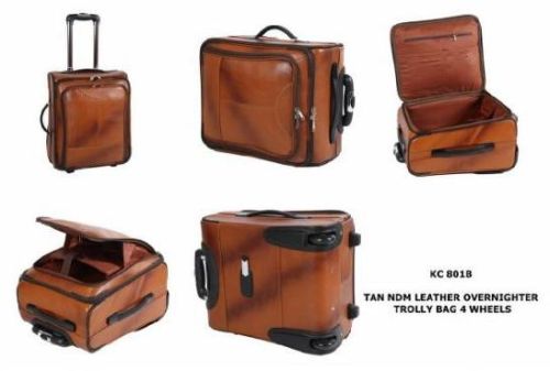 Rectangular TAN NDM Leather Trolley Bag, For Travelling, Feature : Anti-Wrinkle, Comfortable, Easy To Carry