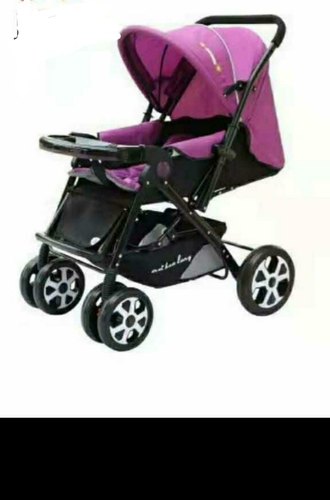 Mild Steel Baby Jogging Stroller, Color : Black Purple