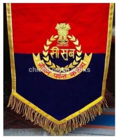 Cotton Embroidered Flag, Color : Yellow, Dark Blue