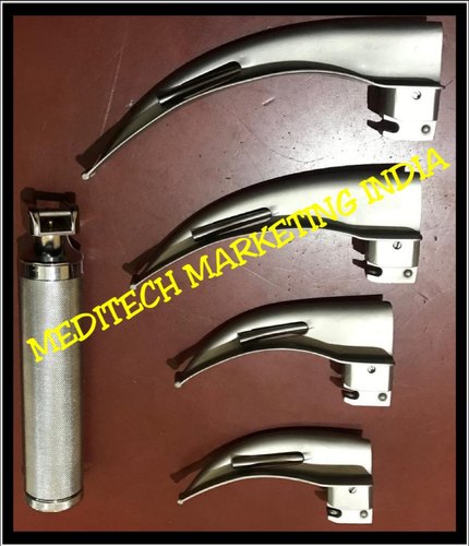 MMI Non Polished 500grm Stainless Steel Laryngoscope Fiber Optic Set, Size : Standard