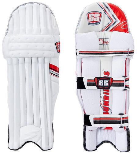 White Plain Synthetic Leather Cricket Batting Pads, For Leg Protector, Size : Large, Medium, Small