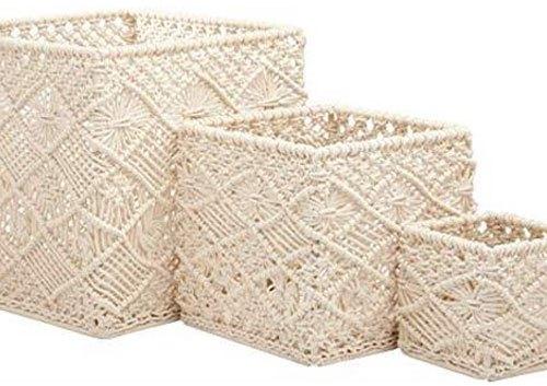 Cotton Macrame Basket, Color : Off White