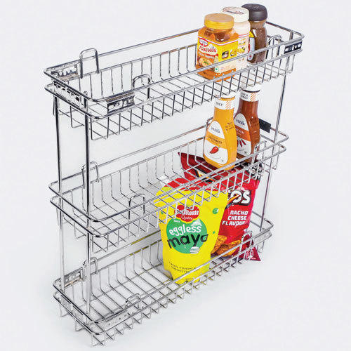 Stainless Steel Bottle Pull Shelf, Color : White