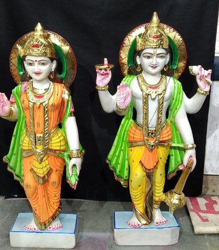 Marble laxmi narayan statue