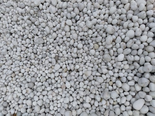 Round Natural Stone Quartz Pebbles, Color : White