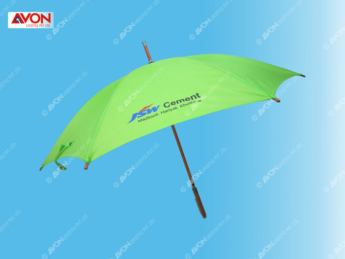 JSW Polyester Printed Green Wooden Umbrella, Size : Straight