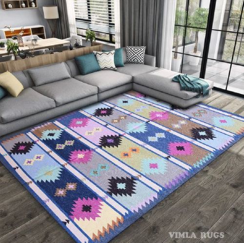 Attractive Pattern Cotton Kilim Rug, For Homes, Offices, Size : Multisize