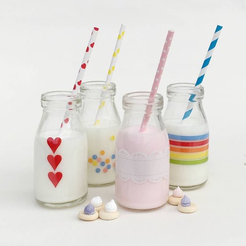 Glass Mini Milk Bottle, Color : White