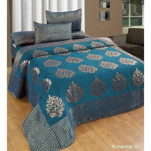 Cotton Flower Print Chenille Bed Cover, Color : Multicolour