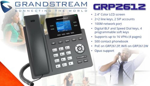 Grandstream GRP2612W 2-Line WiFi IP Phone, Display Type : TFT Color LCD