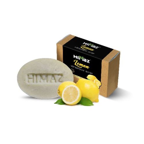 Oval HIMAZ Lemon Fruity Handmade Soap 75gm, For Bathing, Skin Care, Packaging Type : Kraft Box