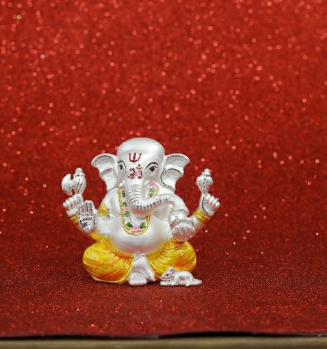 Silver Ganeshji Statue, Pattern : Plain