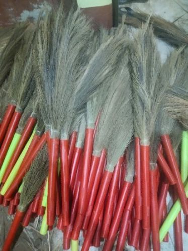 Brown Plain Grass Brooms, For Cleaning, Feature : Long Lasting