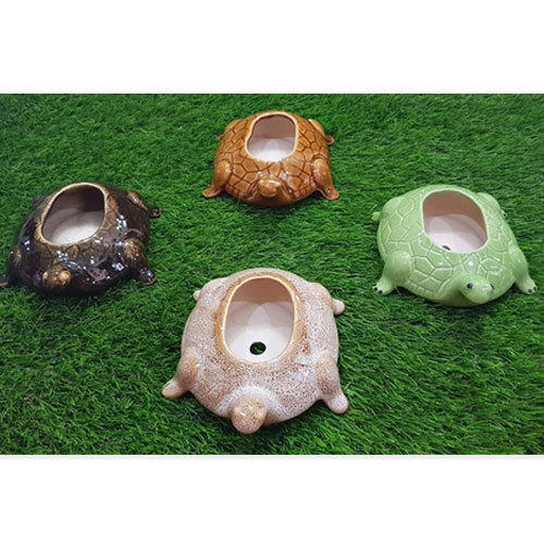 Turtle Shape Ceramic Flower Pot, Size : 19.1X4X8.2cm