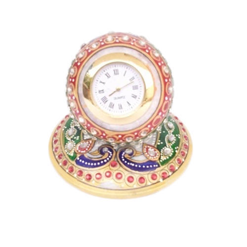 Round Marble Table Clock, For Home, Office, Style : Classy