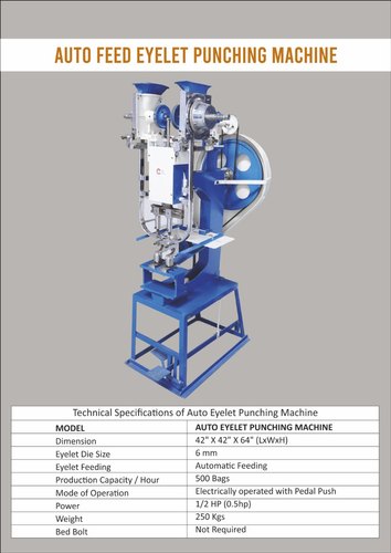 Automatic Eyelet Punching Machine, Power : 3 HP