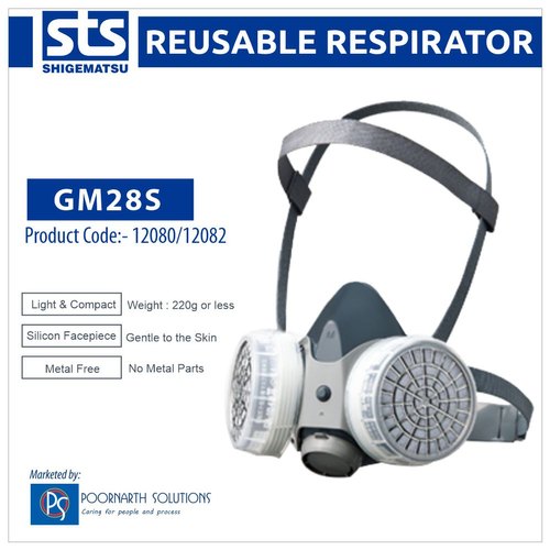 SILICON RUBBER Half Mask Respirator, Color : GREY