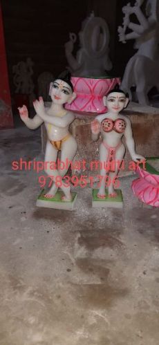Polished Plain Marble Radha Krishna Statue, Color : White for Worship