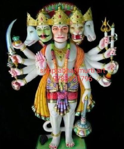 Painted Marble Panchmukhi Hanuman Statue, Packaging Type : Multicolor
