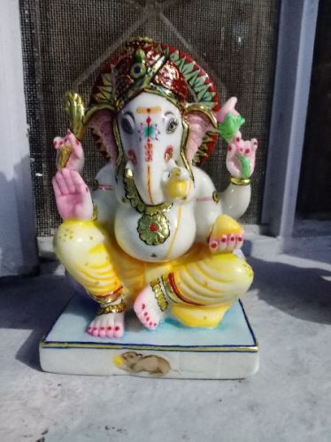 Multicolor Ganesh Marble Statue, For Shop, Technique : Painted