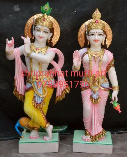 Multicolor Marble Radha Krishna Statue, For Worship, Pattern : Printed