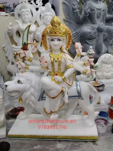 White Marble Sherawali Mata Statue, Packaging Type : Carton Box