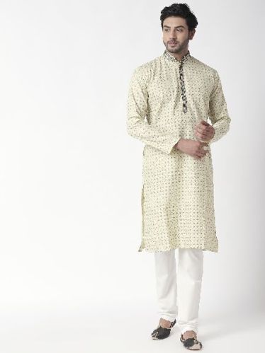 Mens Cotton Regular Kurta (Cream), Size : XL, XXL, XXXL