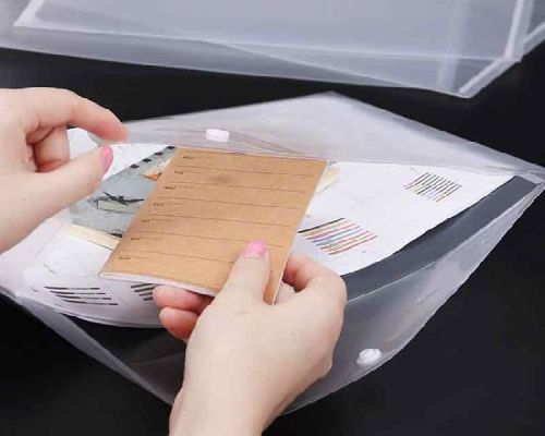 Rectangular Plastic Button Folder, For Keeping Documents, Size : A/4, A/5