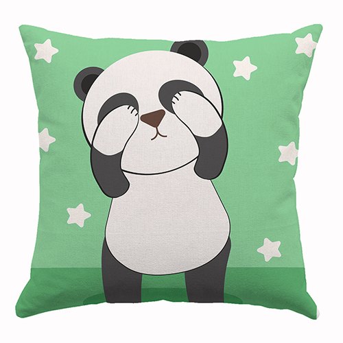 Square Cotton Panda Printed Cushion, For Bed, Chairs, Sofa, Size : 40cm X 40cm