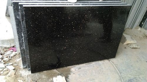 Flamed Black Galaxy Granite Slabs, For Construction, Size : Standard