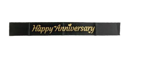 HIPPITY HOP BLACK HAPPY ANNIVERSARY PRINTED SASH PACK OF 1