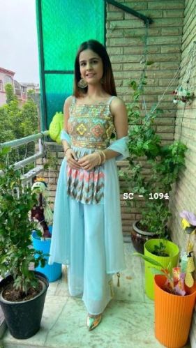 Party Wear Palazzo Suit, Size : Medium, Large, XL, XXL