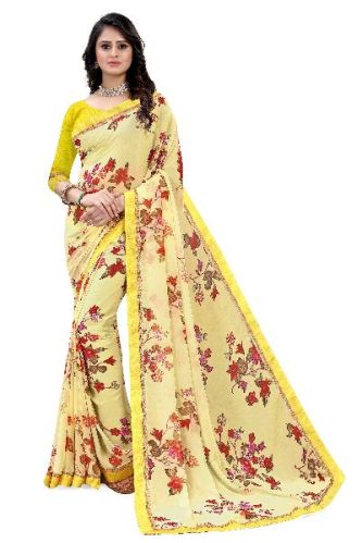 Printed Soft Georgette Saraswati Sarees, Saree Length : 5.5 Meter