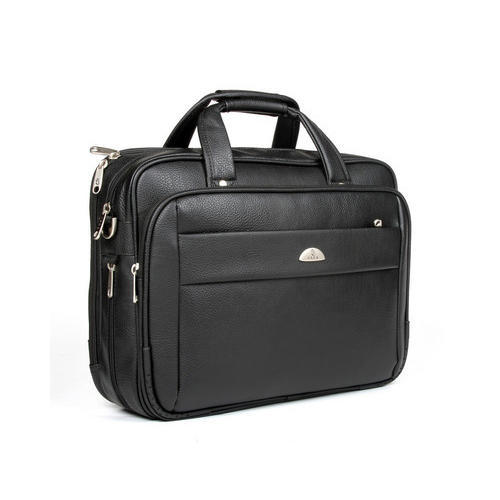 Plain Leather Black Laptop Bags