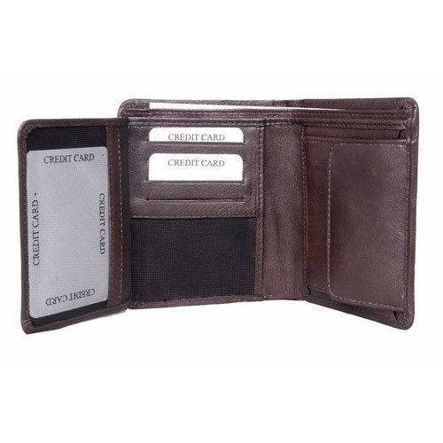 Polished Plain Trifold Leather Wallet, Technics : Machine Made