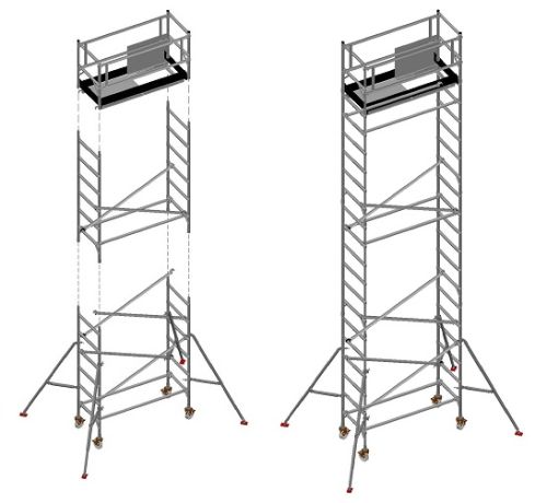 Aluminum Single Width Scaffolding Tower, For Construction, Industrial, Feature : Durable, Fine Finishing