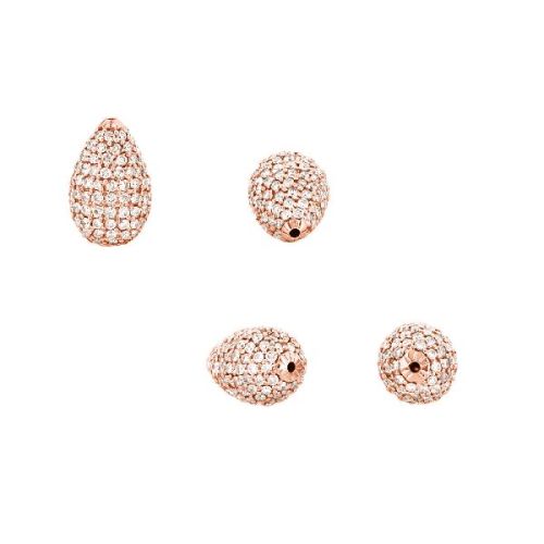 Rose Gold 13 X 8 Mm Pave Diamond Drops