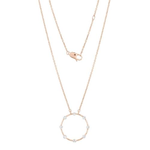 Rose Gold Circle Diamond Pendant With Chain