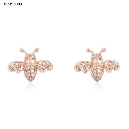 Rose Gold Diamond Bee Ear Studs