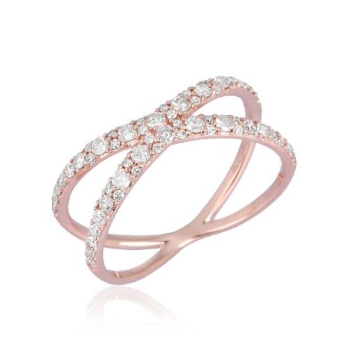 Rose Gold Diamond Cross Ring, Size : 5 To 20mm