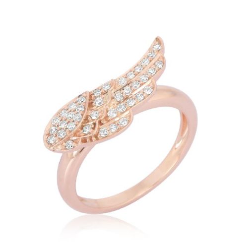 Rose Gold Diamond Feather Ring, Size : 5 To 20mm